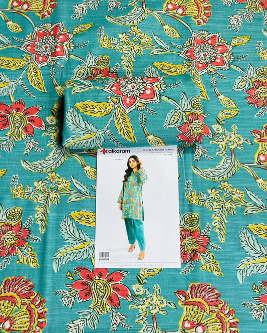 Alkaram Printed Silver Khaddar Shirt