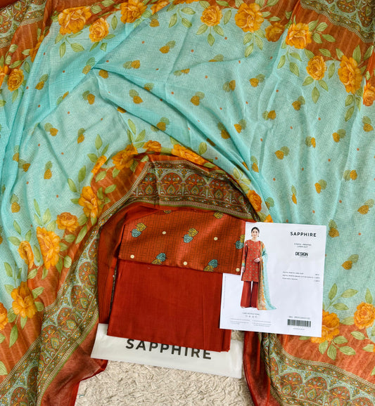 Sapphire Digital Printed Lawn 3 Piece Unstitched Suit
