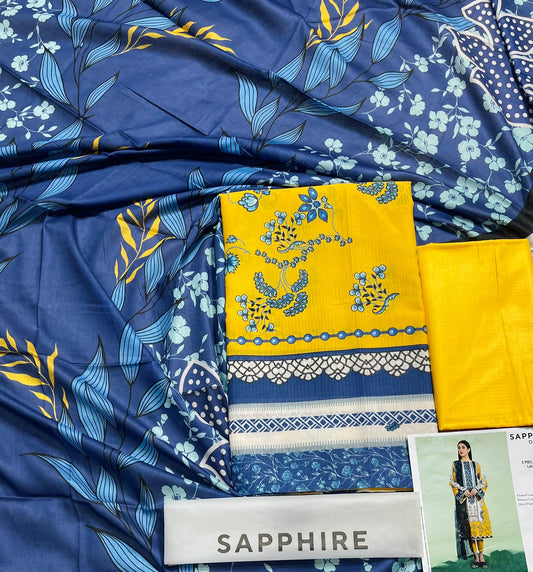 Sapphire Bana Dora Printed Lawn 3-Piece Suit