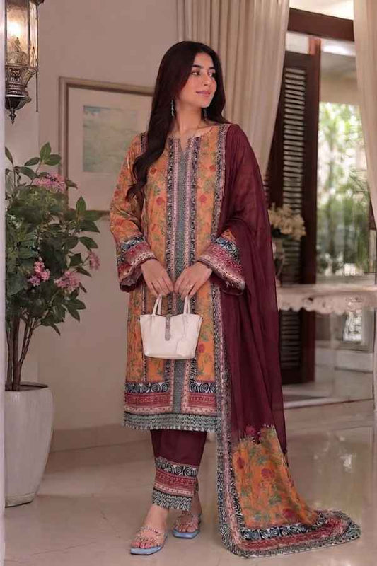 Sapphire Printed Shamooz Silk 3Pc Suit