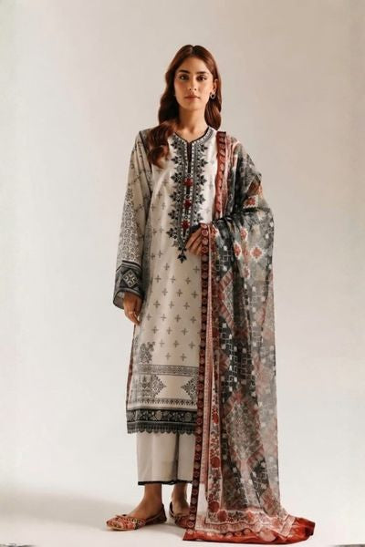 Ethnic Embroidered Unstitched 3 Piece Suit for Women