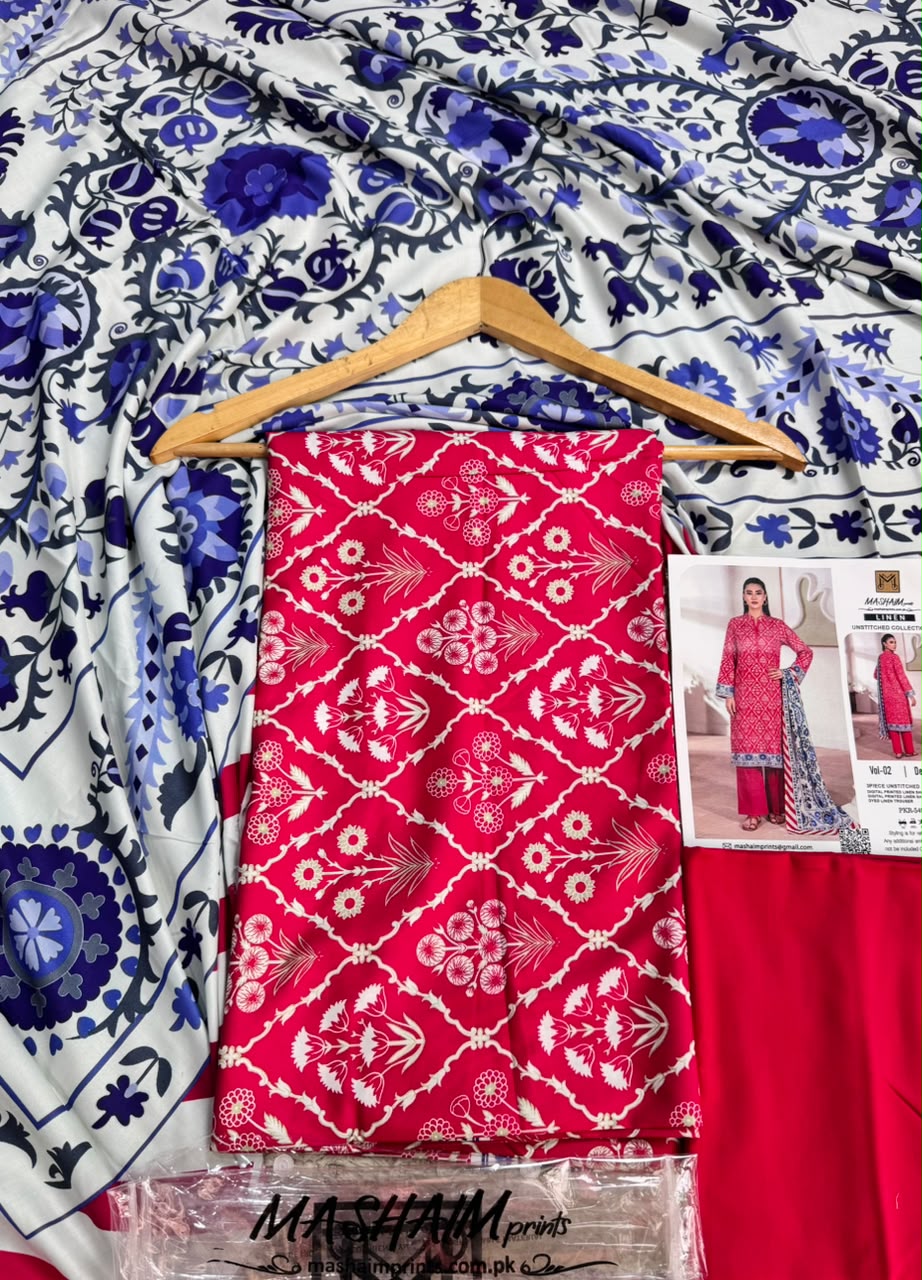 Mashaim Digital Printed Linen 3 Piece