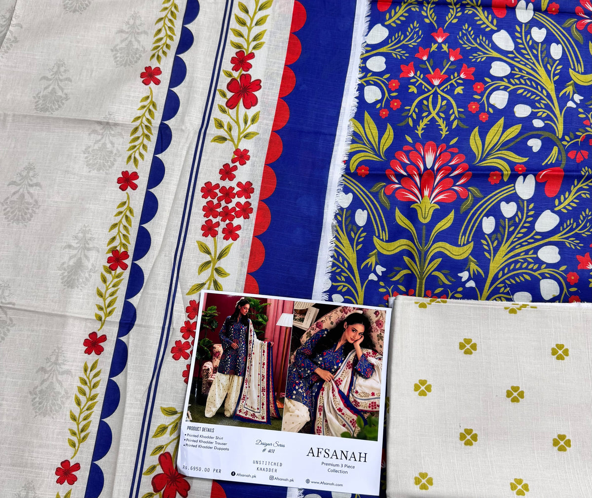 AFSANAH Premium Printed Khaddar 3 Piece