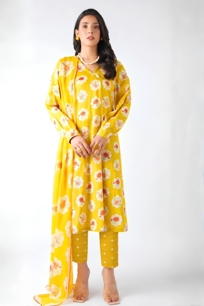 Bareeze Printed Karandi 3-Piece Suit