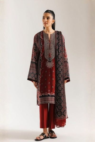 Ethnic Embroidered Unstitched 3 Piece Suit for Women