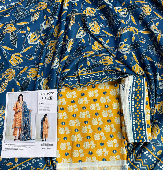 Edenrobe Digital Printed Khaddar 3 Piece