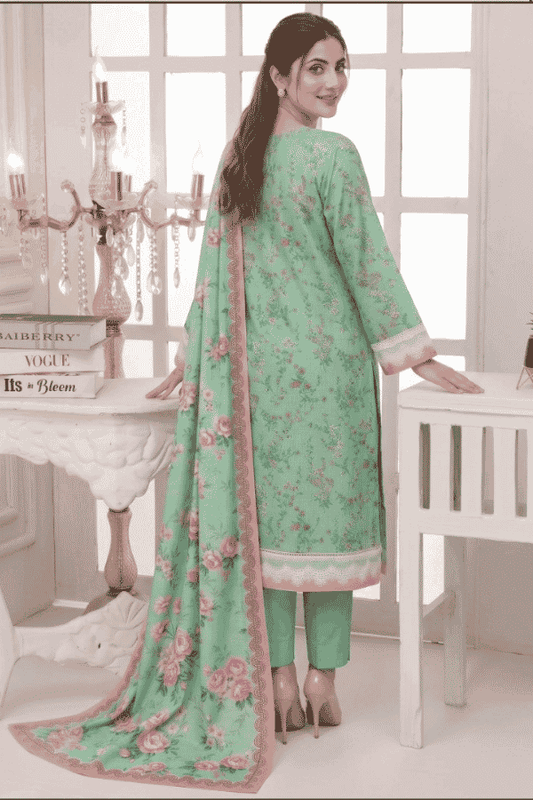 Mashaim Printed Khaddar 3 Piece Unstitched Suit
