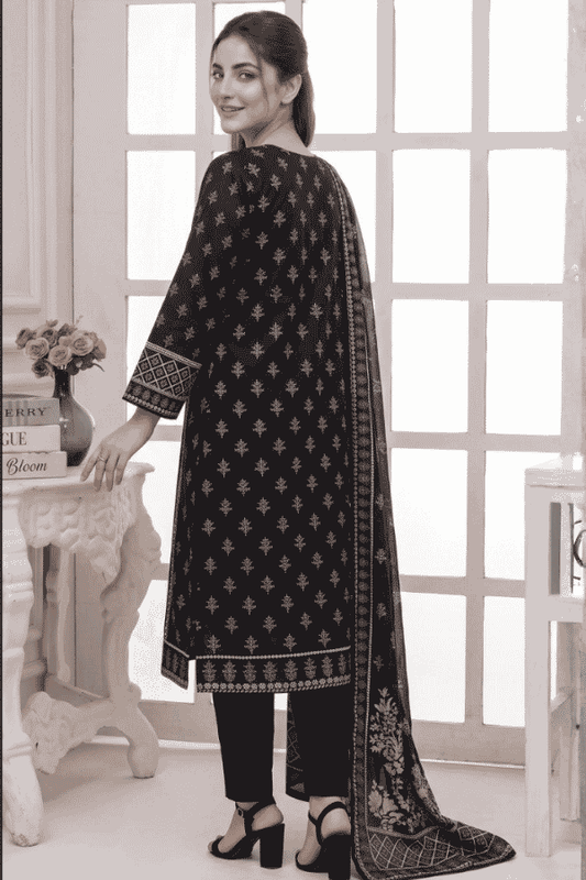 Mashaim Printed Khaddar 3 Piece Unstitched Suit