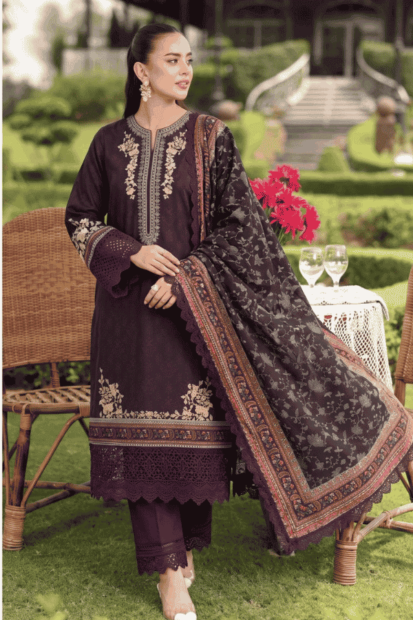 Malhaar Printed Linen 3 Piece Unstitched Suit