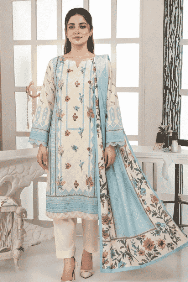 Mashaim Printed Khaddar 3 Piece Unstitched Suit