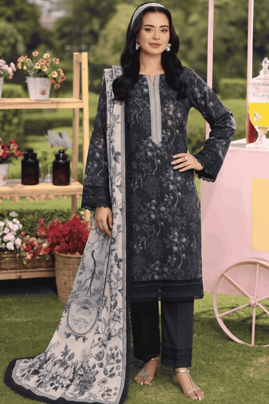 Malhaar Printed Linen 3 Piece Unstitched Suit
