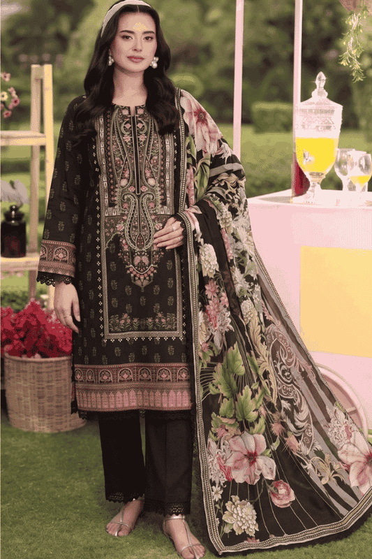 Malhaar Printed Linen 3 Piece Unstitched Suit