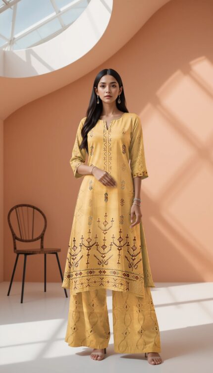 Ujala Embroidered Lilan 2 PCs